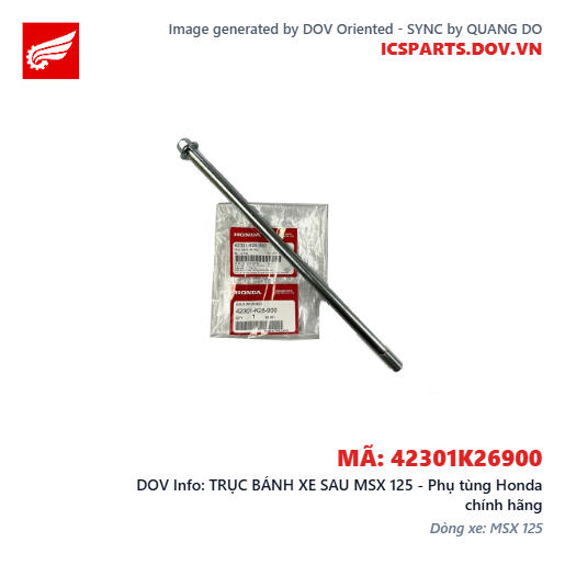 TRỤC BÁNH XE SAU MSX 125 - Phụ tùng Honda chính hãng