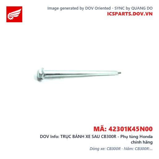 TRỤC BÁNH XE SAU CB300R - Phụ tùng Honda chính hãng