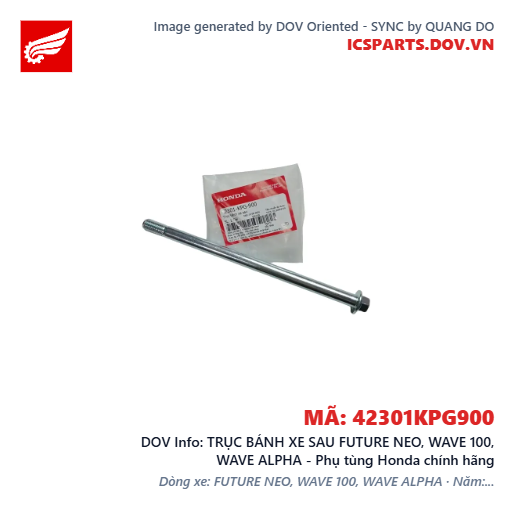 TRỤC BÁNH XE SAU FUTURE NEO, WAVE 100, WAVE ALPHA - Phụ tùng Honda chính hãng