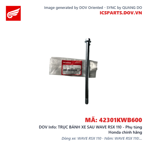 TRỤC BÁNH XE SAU WAVE RSX 110 - Phụ tùng Honda chính hãng