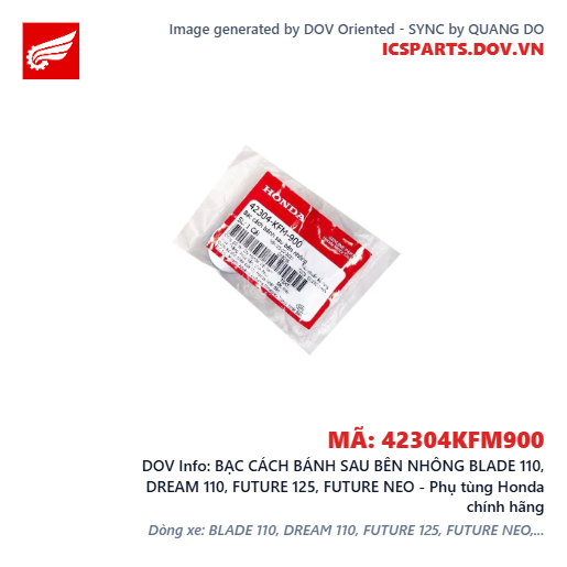 BẠC CÁCH BÁNH SAU BÊN NHÔNG BLADE 110, DREAM 110, FUTURE 125, FUTURE NEO - Phụ tùng Honda chính hãng