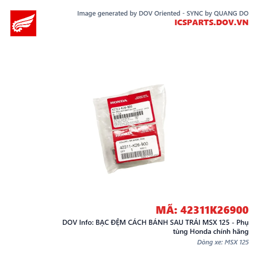 BẠC ĐỆM CÁCH BÁNH SAU TRÁI MSX 125 - Phụ tùng Honda chính hãng