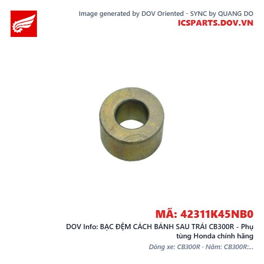 BẠC ĐỆM CÁCH BÁNH SAU TRÁI CB300R - Phụ tùng Honda chính hãng