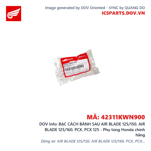 BẠC CÁCH BÁNH SAU AIR BLADE 125/150, AIR BLADE 125/160, PCX, PCX 125 - Phụ tùng Honda chính hãng