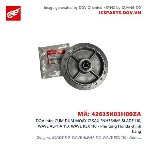 CỤM ĐÙM MOAY Ơ SAU *NH364M* BLADE 110, WAVE ALPHA 110, WAVE RSX 110 - Phụ tùng Honda chính hãng