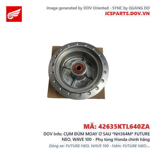 CỤM ĐÙM MOAY Ơ SAU *NH364M* FUTURE NEO, WAVE 100 - Phụ tùng Honda chính hãng