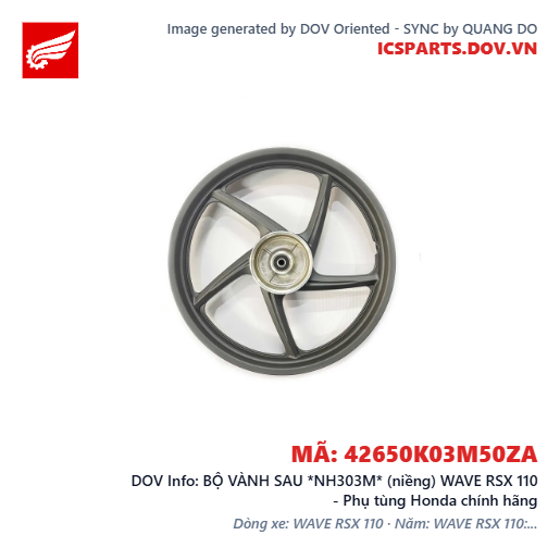 BỘ VÀNH SAU *NH303M* (niềng) WAVE RSX 110 - Phụ tùng Honda chính hãng
