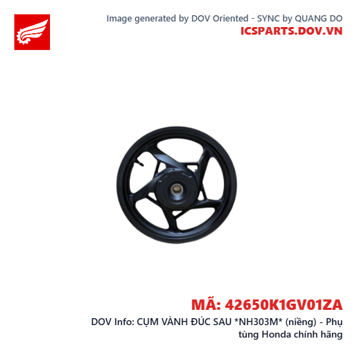 CỤM VÀNH ĐÚC SAU *NH303M* (niềng) - Phụ tùng Honda chính hãng