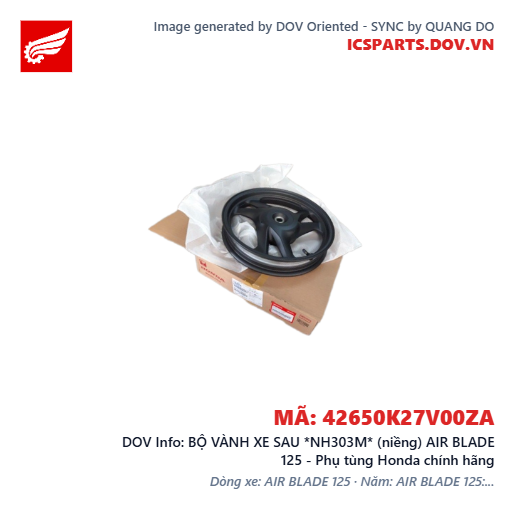 BỘ VÀNH XE SAU *NH303M* (niềng) AIR BLADE 125 - Phụ tùng Honda chính hãng