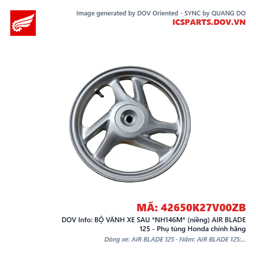 BỘ VÀNH XE SAU *NH146M* (niềng) AIR BLADE 125 - Phụ tùng Honda chính hãng