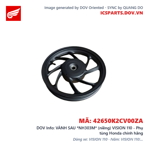 VÀNH SAU *NH303M* (niềng) VISION 110 - Phụ tùng Honda chính hãng