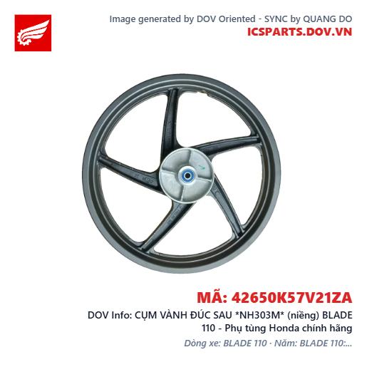 CỤM VÀNH ĐÚC SAU *NH303M* (niềng) BLADE 110 - Phụ tùng Honda chính hãng