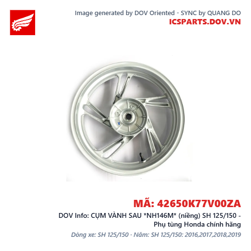 CỤM VÀNH SAU *NH146M* (niềng) SH 125/150 - Phụ tùng Honda chính hãng
