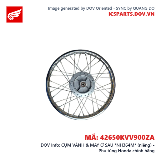 CỤM VÀNH & MAY Ơ SAU *NH364M* (niềng) - Phụ tùng Honda chính hãng