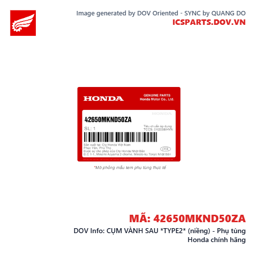 CỤM VÀNH SAU *TYPE2* (niềng) - Phụ tùng Honda chính hãng