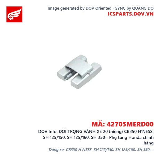 ĐỐI TRỌNG VÀNH XE 20 (niềng) CB350 H'NESS, SH 125/150, SH 125/160, SH 350 - Phụ tùng Honda chính hãng