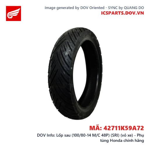 Lốp sau (100/80-14 M/C 48P) (SRI) (vỏ xe) - Phụ tùng Honda chính hãng