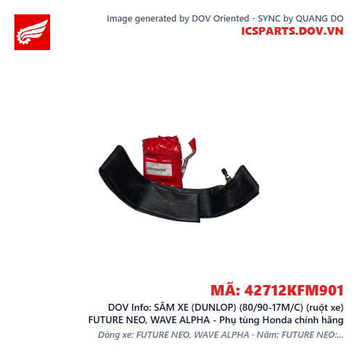 SĂM XE (DUNLOP) (80/90-17M/C) (ruột xe) FUTURE NEO, WAVE ALPHA - Phụ tùng Honda chính hãng