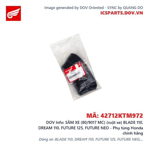 SĂM XE (80/9017 MC) (ruột xe) BLADE 110, DREAM 110, FUTURE 125, FUTURE NEO - Phụ tùng Honda chính hãng