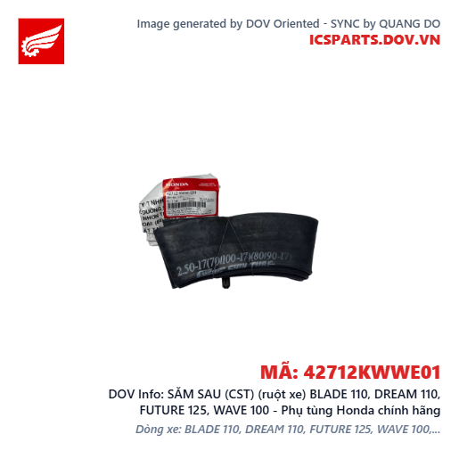 SĂM SAU (CST) (ruột xe) BLADE 110, DREAM 110, FUTURE 125, WAVE 100 - Phụ tùng Honda chính hãng