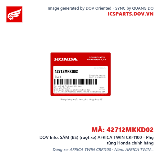 SĂM (BS) (ruột xe) AFRICA TWIN CRF1100 - Phụ tùng Honda chính hãng