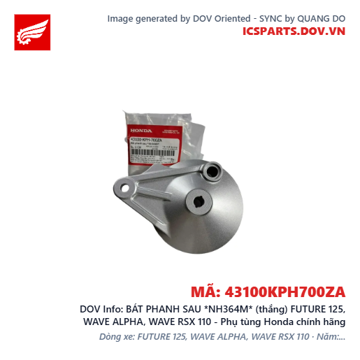 BÁT PHANH SAU *NH364M* (thắng) FUTURE 125, WAVE ALPHA, WAVE RSX 110 - Phụ tùng Honda chính hãng