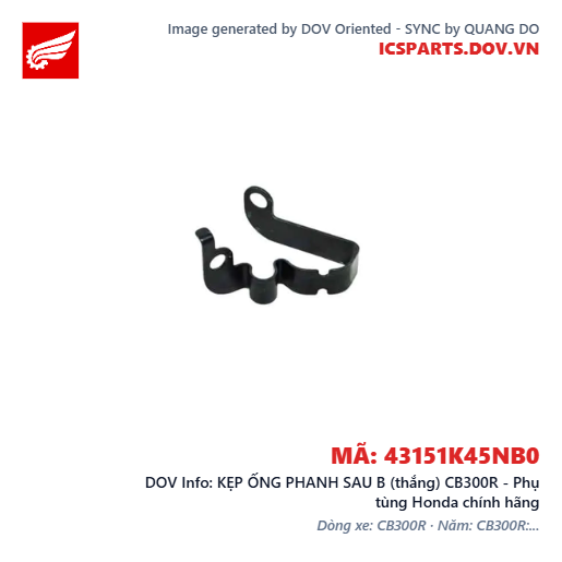 KẸP ỐNG PHANH SAU B (thắng) CB300R - Phụ tùng Honda chính hãng