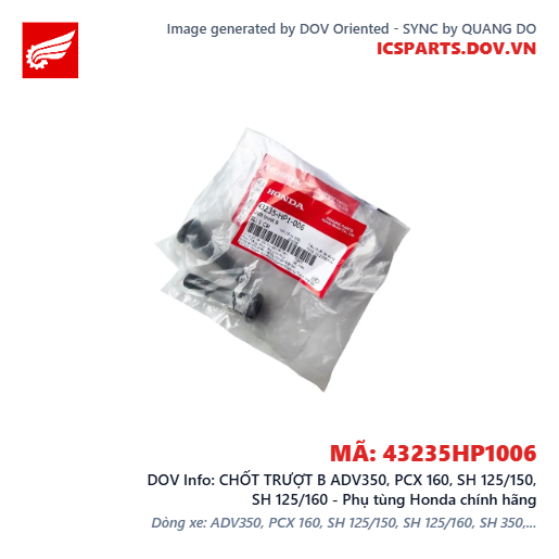 CHỐT TRƯỢT B ADV350, PCX 160, SH 125/150, SH 125/160 - Phụ tùng Honda chính hãng