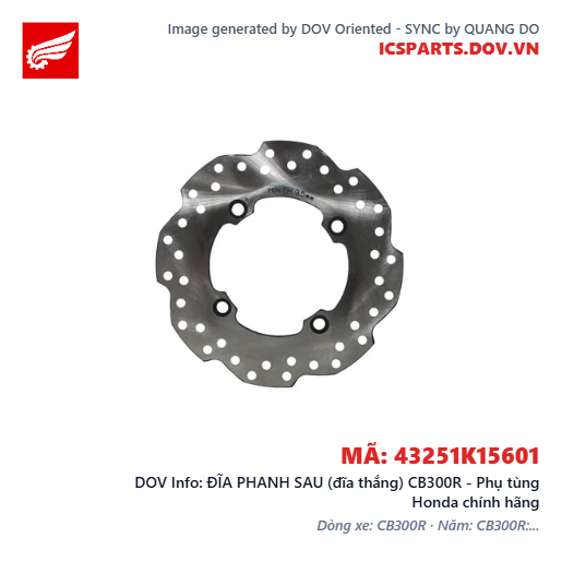 ĐĨA PHANH SAU (đĩa thắng) CB300R - Phụ tùng Honda chính hãng