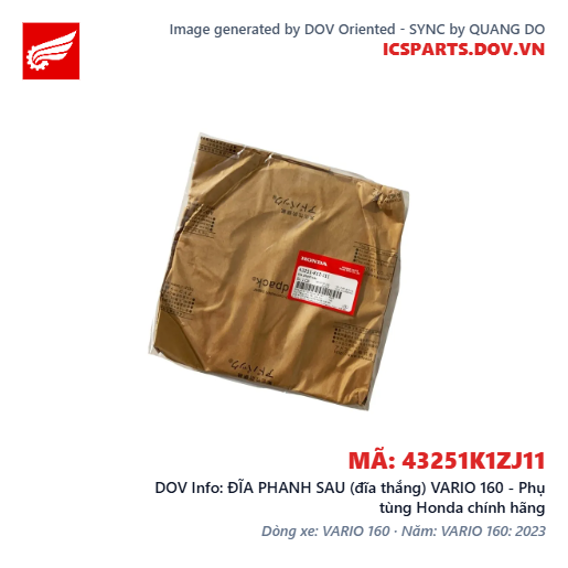 ĐĨA PHANH SAU (đĩa thắng) VARIO 160 - Phụ tùng Honda chính hãng