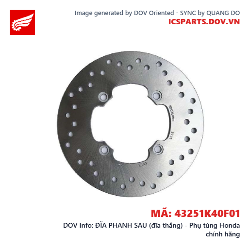 ĐĨA PHANH SAU (đĩa thắng) - Phụ tùng Honda chính hãng