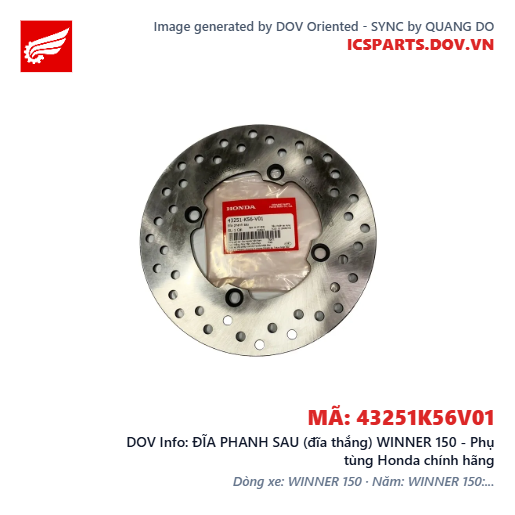 ĐĨA PHANH SAU (đĩa thắng) WINNER 150 - Phụ tùng Honda chính hãng