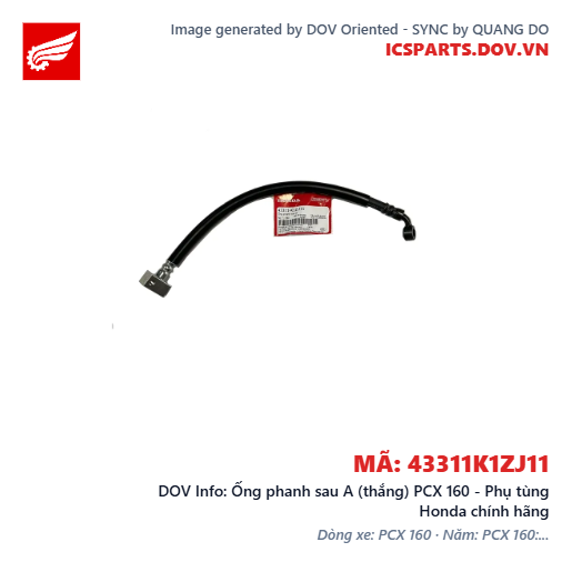 Ống phanh sau A (thắng) PCX 160 - Phụ tùng Honda chính hãng