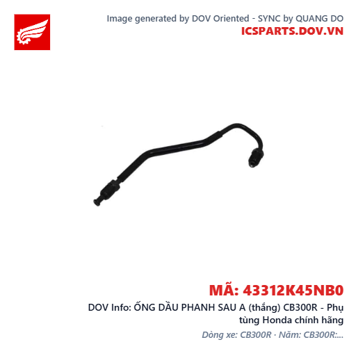 ỐNG DẦU PHANH SAU A (thắng) CB300R - Phụ tùng Honda chính hãng