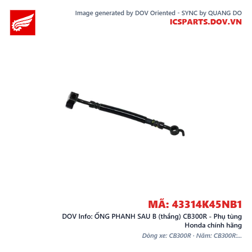 ỐNG PHANH SAU B (thắng) CB300R - Phụ tùng Honda chính hãng