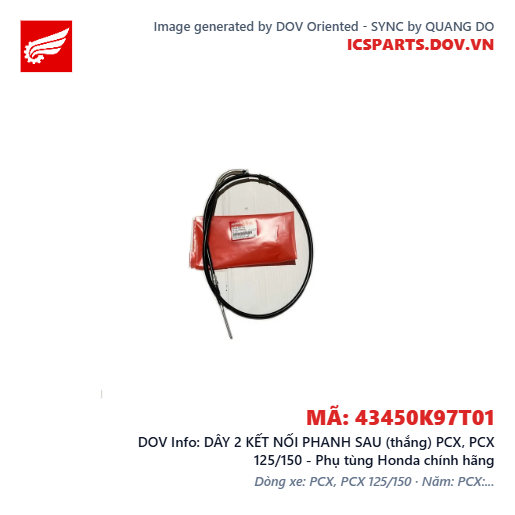 DÂY 2 KẾT NỐI PHANH SAU (thắng) PCX, PCX 125/150 - Phụ tùng Honda chính hãng