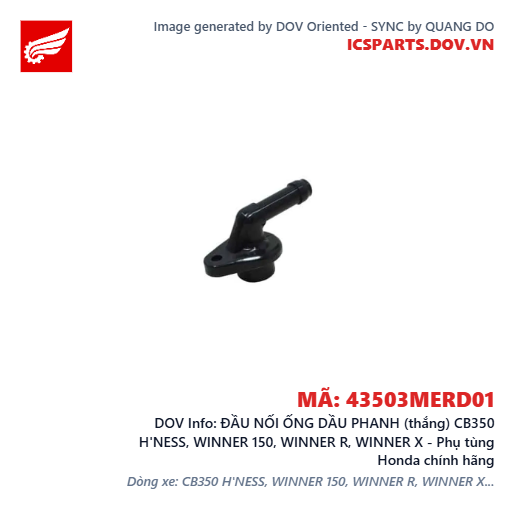ĐẦU NỐI ỐNG DẦU PHANH (thắng) CB350 H'NESS, WINNER 150, WINNER R, WINNER X - Phụ tùng Honda chính hãng