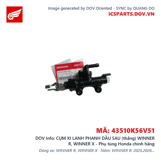 CỤM XI LANH PHANH DẦU SAU (thắng) WINNER R, WINNER X - Phụ tùng Honda chính hãng