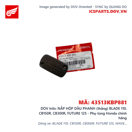 NẮP HỘP DẦU PHANH (thắng) BLADE 110, CB150R, CB300R, FUTURE 125 - Phụ tùng Honda chính hãng
