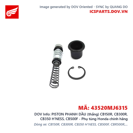 PISTON PHANH DẦU (thắng) CB150R, CB300R, CB350 H'NESS, CB500F - Phụ tùng Honda chính hãng
