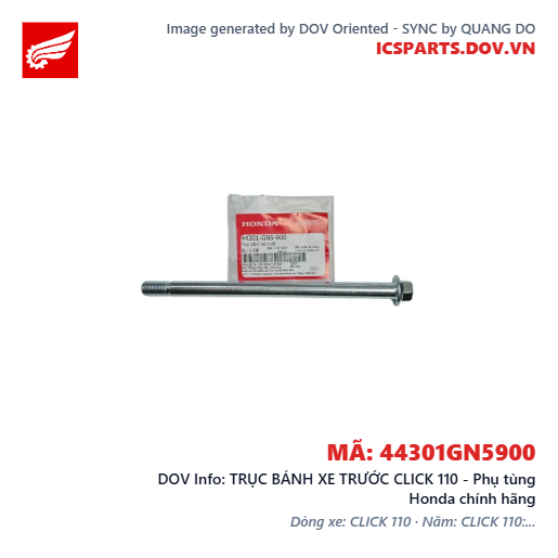 TRỤC BÁNH XE TRƯỚC CLICK 110 - Phụ tùng Honda chính hãng