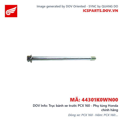 Trục bánh xe trước PCX 160 - Phụ tùng Honda chính hãng