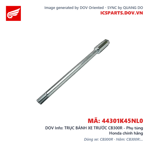 TRỤC BÁNH XE TRƯỚC CB300R - Phụ tùng Honda chính hãng