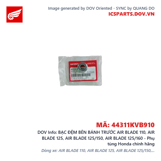 BẠC ĐỆM BÊN BÁNH TRƯỚC AIR BLADE 110, AIR BLADE 125, AIR BLADE 125/150, AIR BLADE 125/160 - Phụ tùng Honda chính hãng