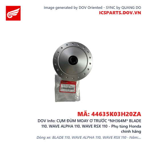 CỤM ĐÙM MOAY Ơ TRƯỚC *NH364M* BLADE 110, WAVE ALPHA 110, WAVE RSX 110 - Phụ tùng Honda chính hãng