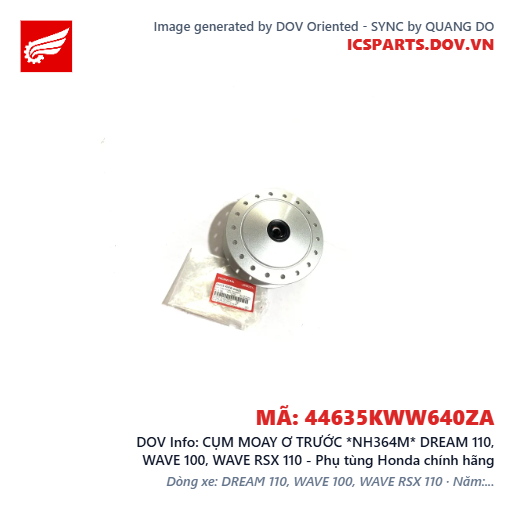 CỤM MOAY Ơ TRƯỚC *NH364M* DREAM 110, WAVE 100, WAVE RSX 110 - Phụ tùng Honda chính hãng