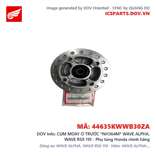 CỤM MOAY Ơ TRƯỚC *NH364M* WAVE ALPHA, WAVE RSX 110 - Phụ tùng Honda chính hãng