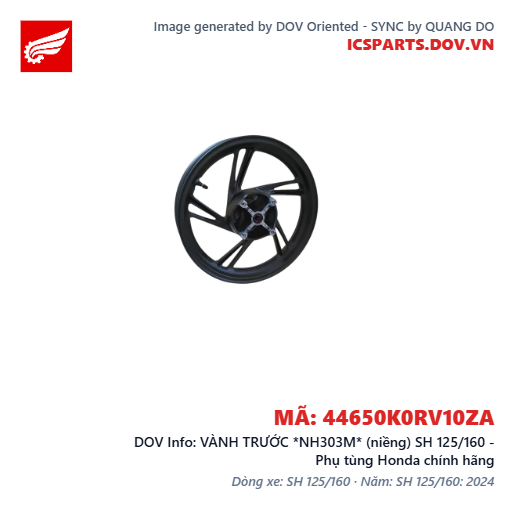 VÀNH TRƯỚC *NH303M* (niềng) SH 125/160 - Phụ tùng Honda chính hãng