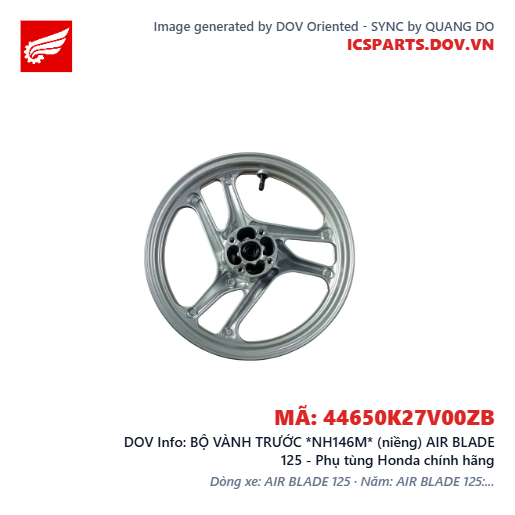 BỘ VÀNH TRƯỚC *NH146M* (niềng) AIR BLADE 125 - Phụ tùng Honda chính hãng