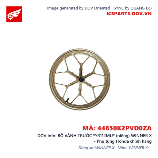 BỘ VÀNH TRƯỚC *YR112MU* (niềng) WINNER X - Phụ tùng Honda chính hãng
